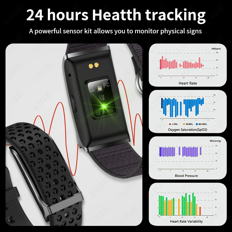 LIGE 100+ 스포츠 피트니스 트래커 스마트 팔찌  - Blood Pressure Monitor 리뷰 및 가격